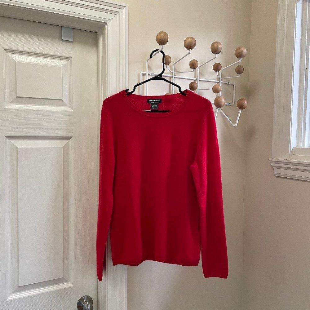LORD & Taylor Cashmere Crew Neck Sweater - Red - Size XL